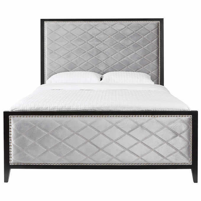 Diamond Bed: Grey Velvet